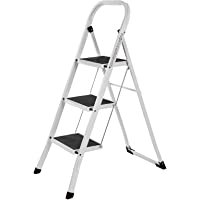 SONGMICS Escalera Plegable Robusto 3 peldaños- con Apoyabrazos Altura de trabajo 260 cm- Hasta 150 kg certificado por…